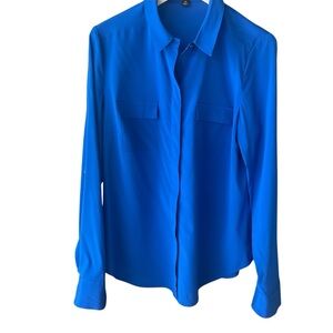 ANN TAYLOR Cobalt Blue Silk Blouse - Size 10